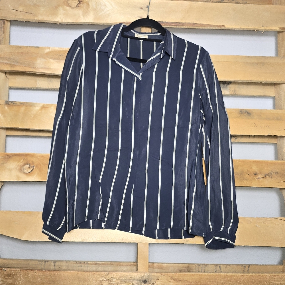 Navy Striped Blouse Size:M/L